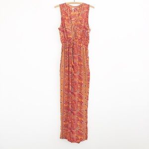 Orange Paisley Satin Jumpsuit